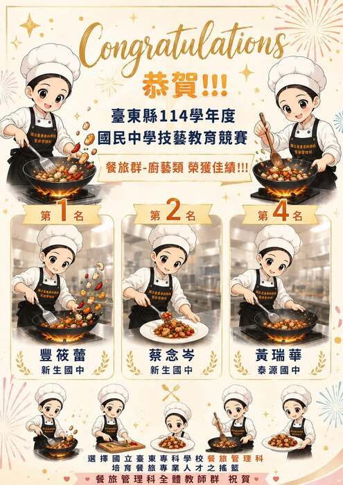 115/05/22 技職教育展現成果-餐旅管理科閃耀舞台圖片