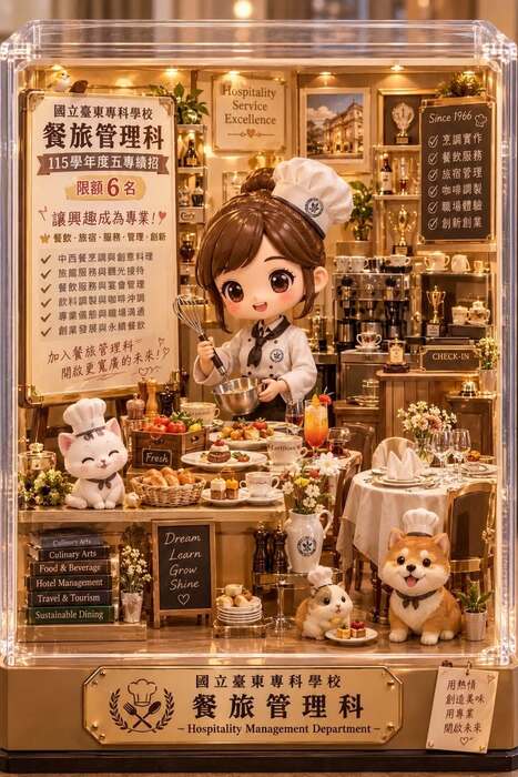 📢 國立臺東專科學校餐旅管理科 115學年度五專續招~限額6名圖片